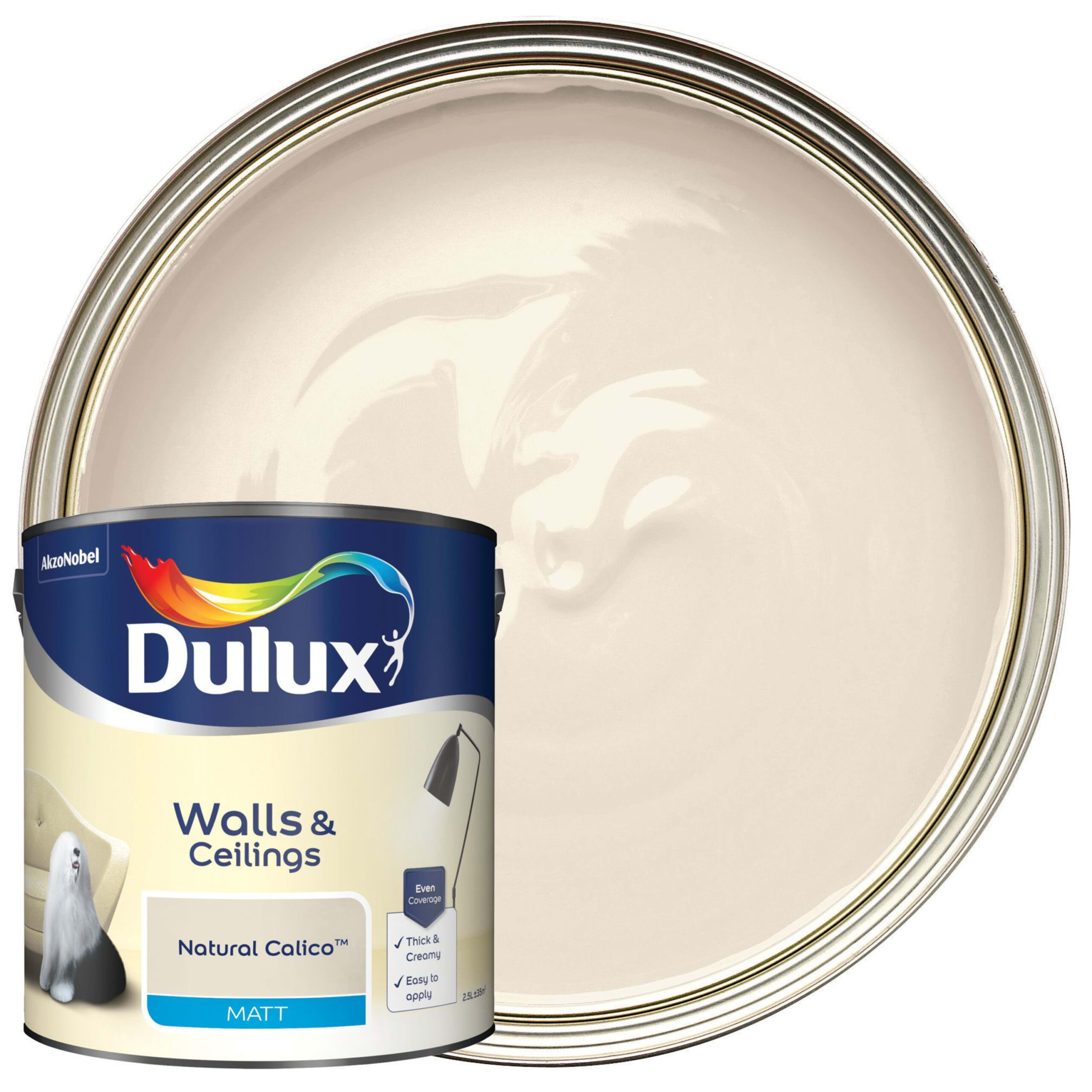 Dulux Matt Emulsion Paint - Natural Calico 2.5L 1 Dulux Matt Emulsion Paint - Natural Calico 2.5L