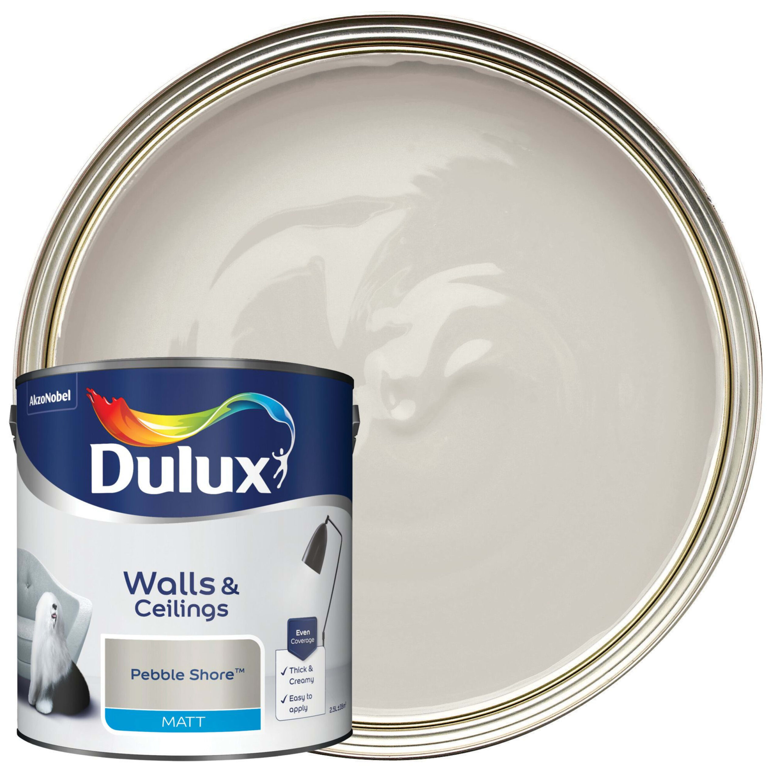 Dulux Matt Emulsion Paint - Pebble Shore 2.5L 1 Dulux Matt Emulsion Paint - Pebble Shore 2.5L