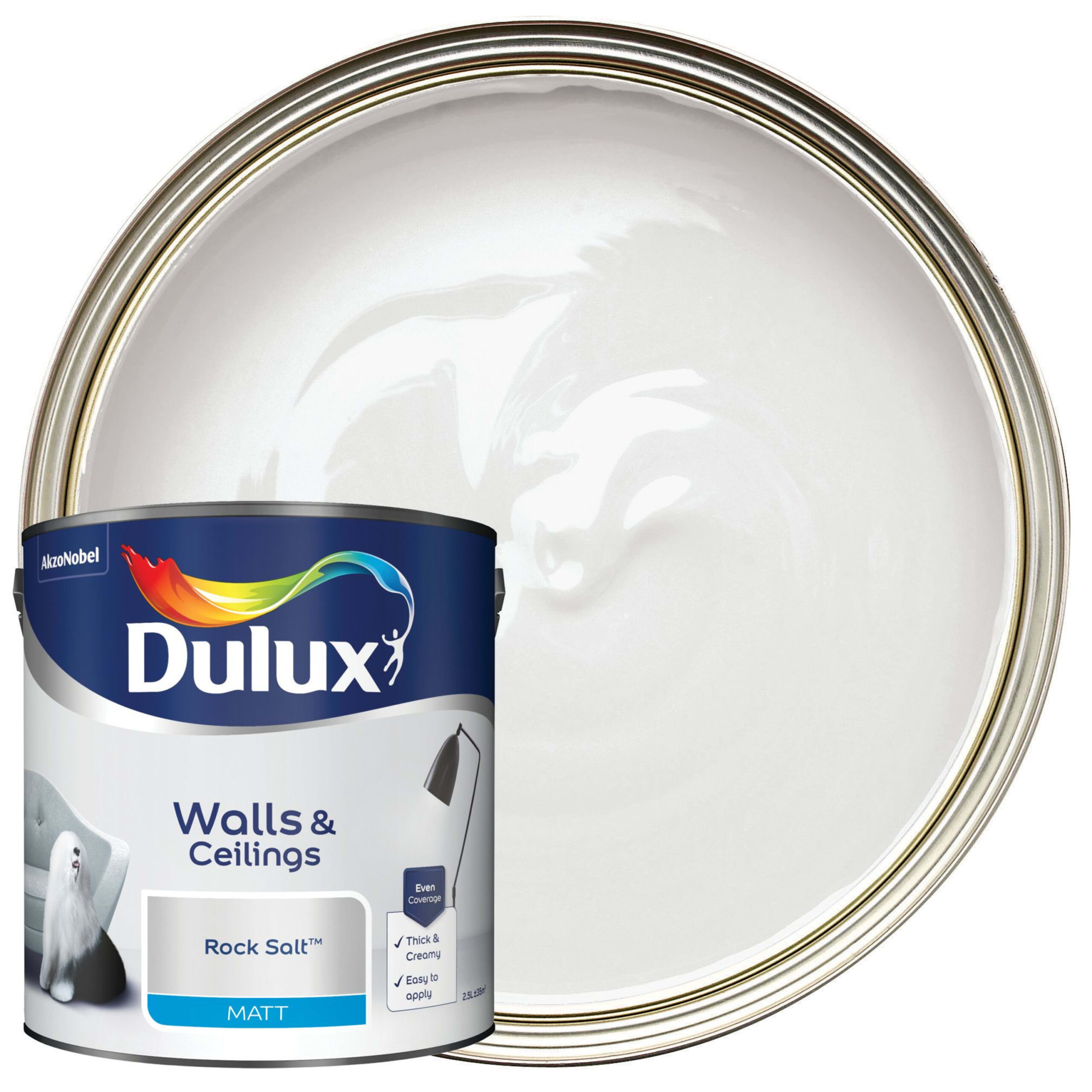 Dulux Matt Emulsion Paint - Rock Salt 2.5L 1 Dulux Matt Emulsion Paint - Rock Salt 2.5L