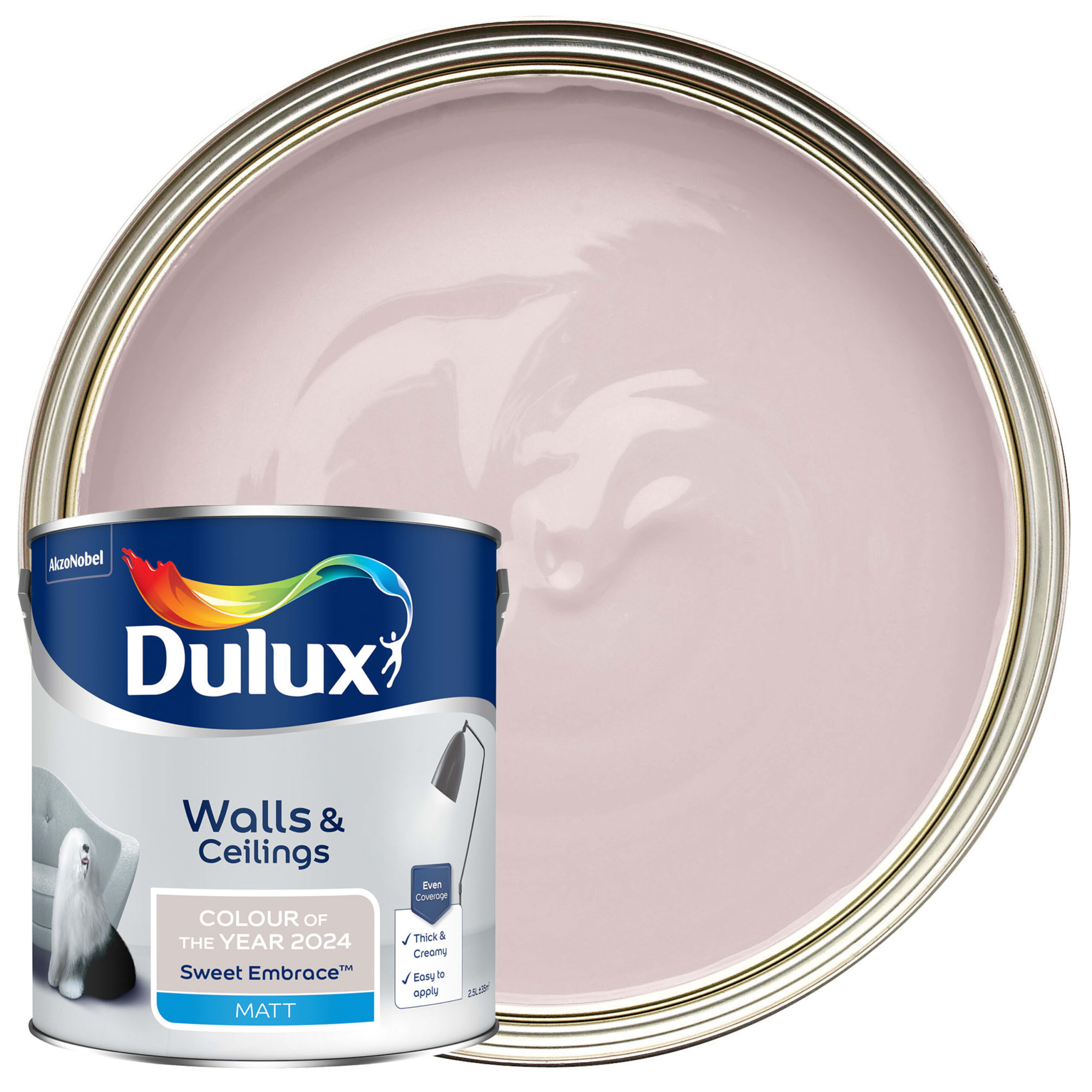 Dulux Matt Emulsion Paint - Sweet Embrace 2.5L 1 Dulux Matt Emulsion Paint - Sweet Embrace 2.5L