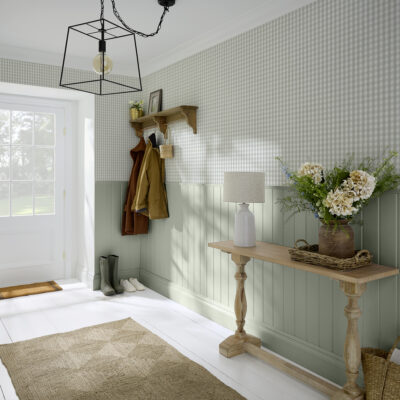 Hattie Gingham Sage Wallpaper