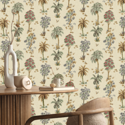 Marrakech Tree Multi Cream Wallpaper